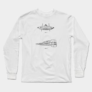 Spacecraft Vintage Patent Hand Drawing Long Sleeve T-Shirt